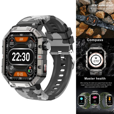 Military Smart Watch for Men(Answer/Make Calls) Rugged Tactical Fitness Tracker