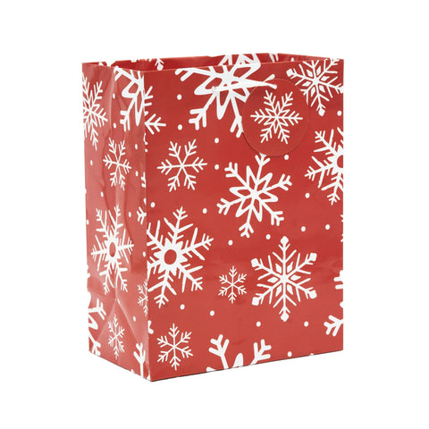 Red & White Snowflake Christmas Gift Bag Set, 7.5 in x 9.9 in x 4.5 in, 2 Count, by Holiday Time