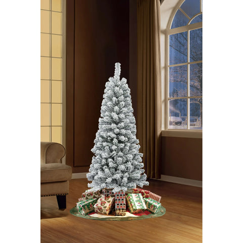 6 ft Flocked Pine Artificial Christmas Tree, by Holiday Time