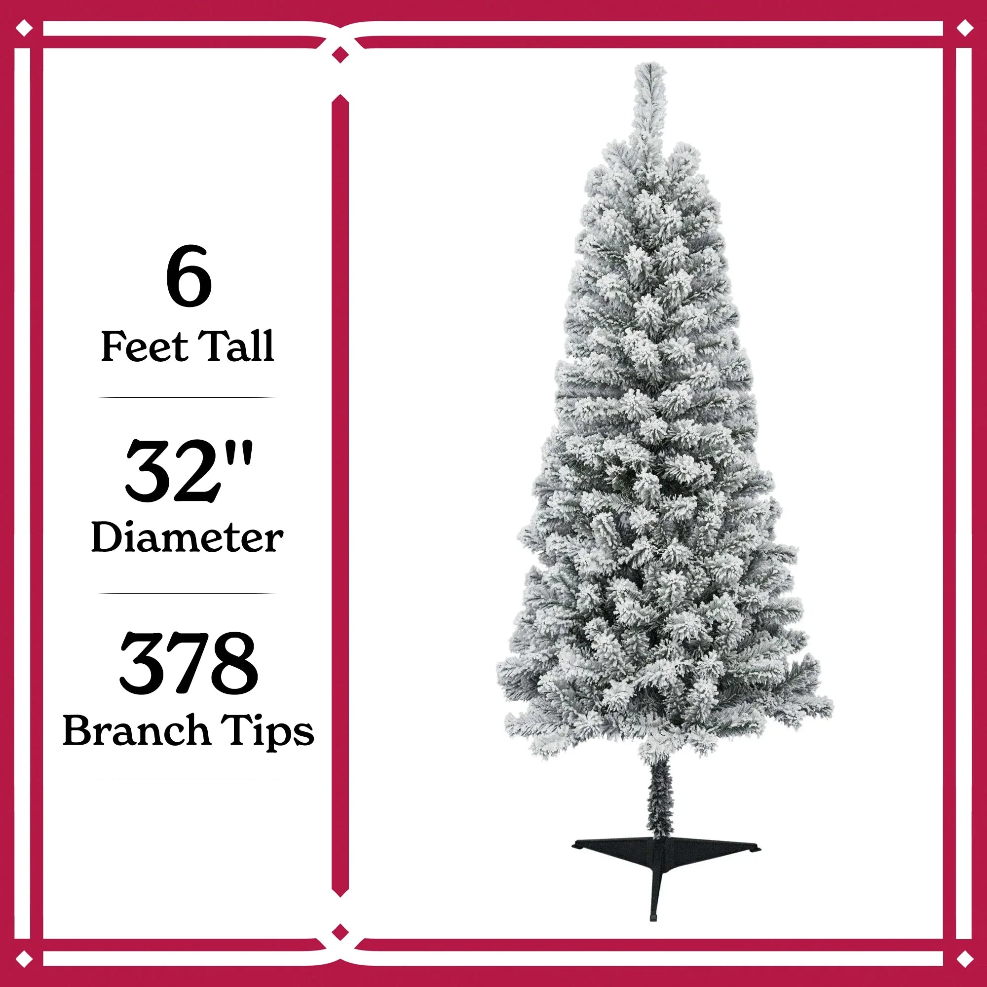 6 ft Flocked Pine Artificial Christmas Tree, by Holiday Time