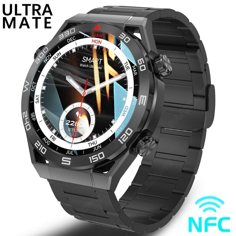 Smart Watch for Men 2023 Waterproof Health Monitor NFC+GPS Bluetooth Call