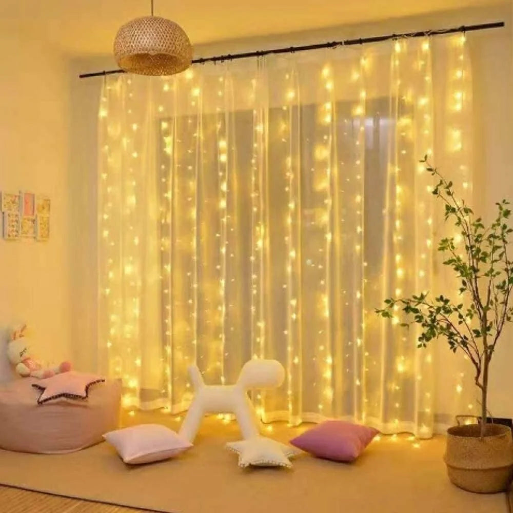 Window Curtain String Light, 300 Waterproof LED Twinkle Lights, 8 Modes Fairy Lights USB Remote Control Lights for Christmas Bedroom Party Wedding Home Garden Wall Decorations(9.9x9.9 Ft)